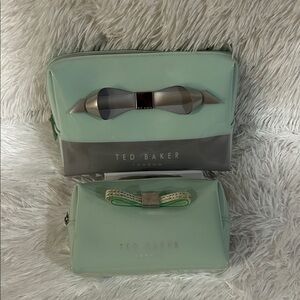 Ted Baker Green and Gray Cosmetic Bag Set